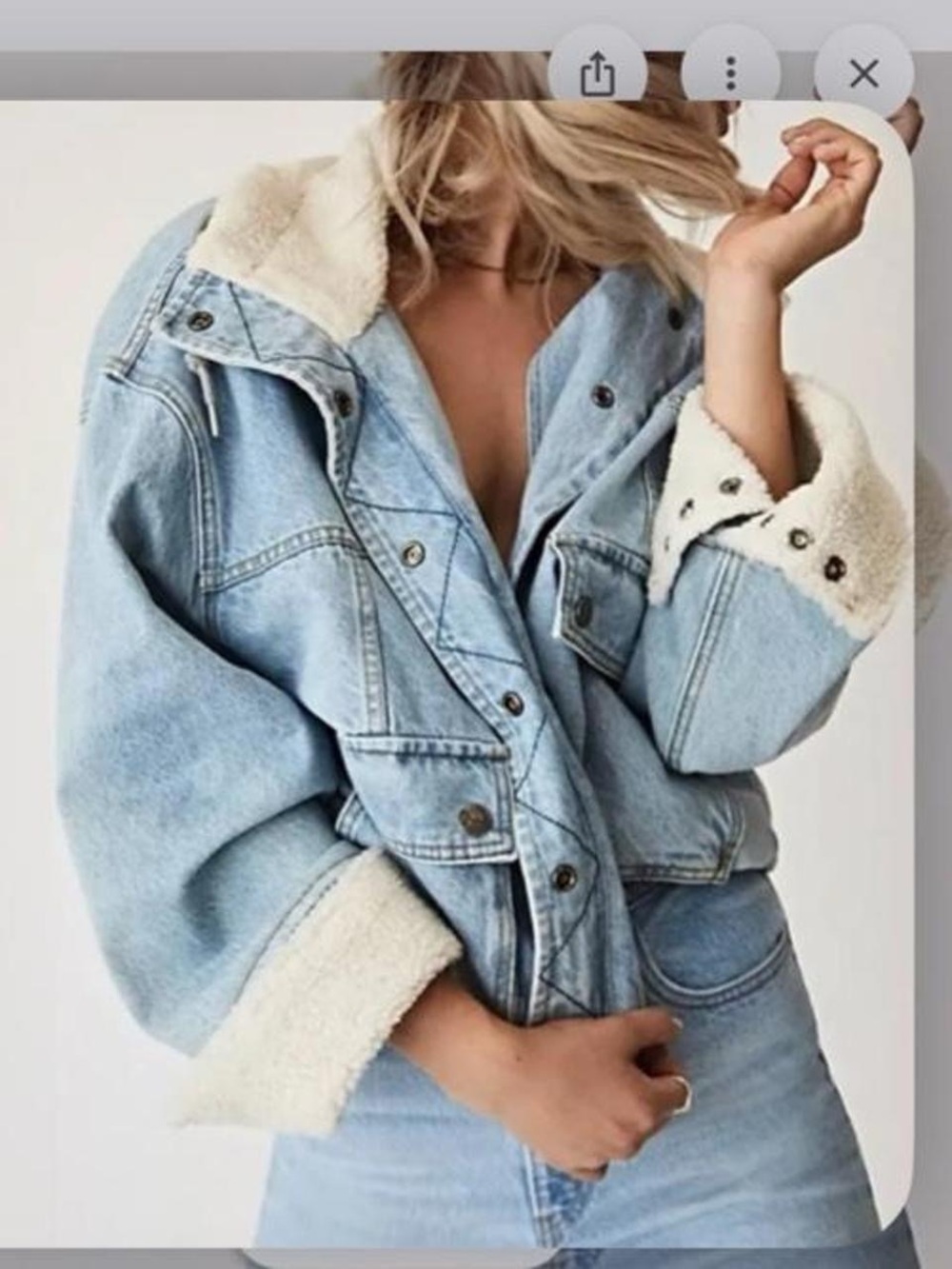 Free People - Ariel Cozy Denim Bomber Jacket “Casper Wash”, Small